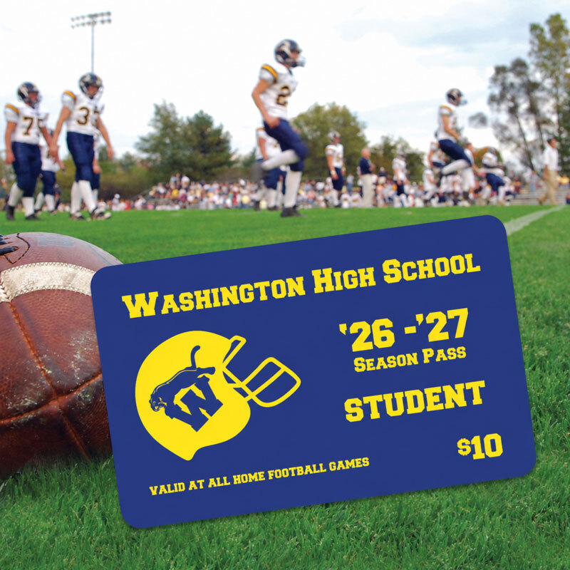 High School Football Plastic Sports Passes Plastic Sports passes for Washington High School